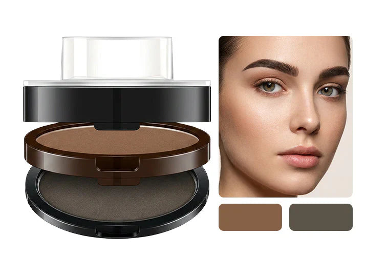 Instant adjustable eyebrow stamp with two-color brow powder