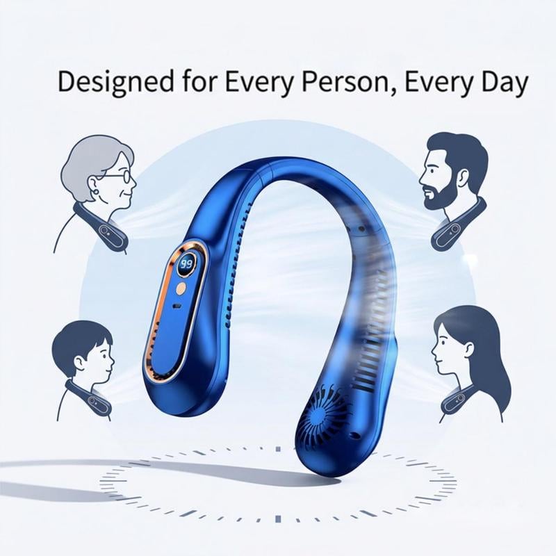 Portable Neck Fan with 360° Surround Cooling – Lightweight, Bladeless & Comfortable
