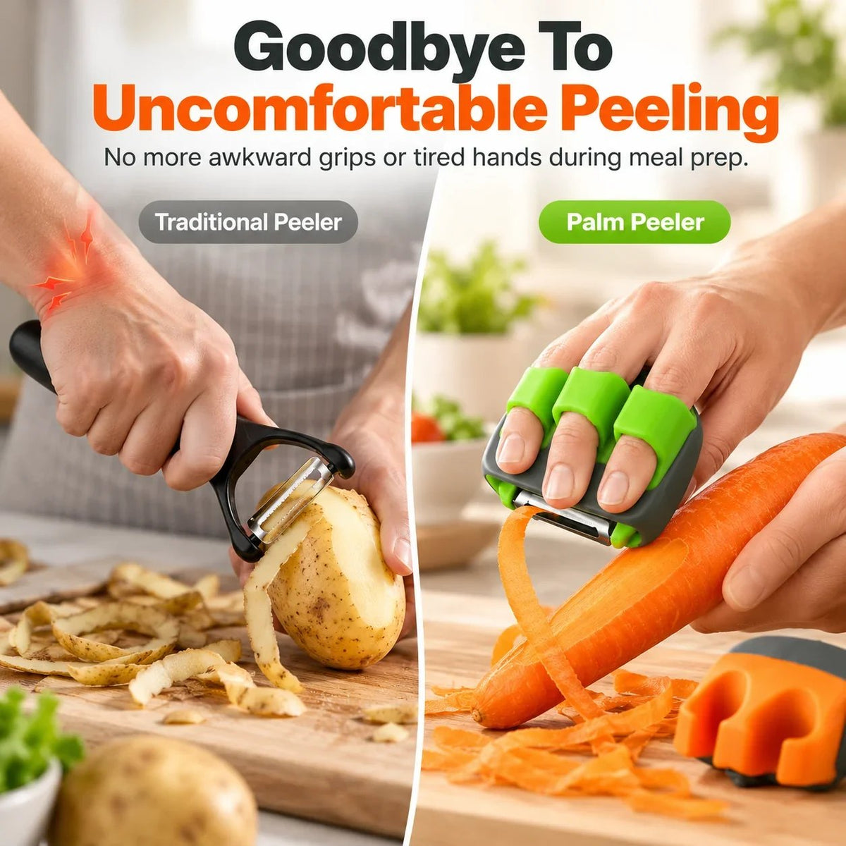 🥕  Palm Vegetable Peeler – Finger Grip Kitchen Tool for Faster & Easier Food Prep