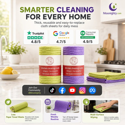 💯 Multipurpose Reusable Tear-Off Cleaning Cloth Roll