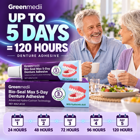 🔥100K+ SOLD🔥Greenmedii Bio-Seal Max 5-Day Denture Adhesive🦷💙