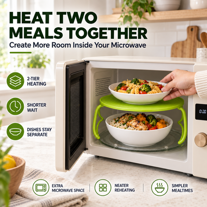 Foldable Microwave Plate Stacker with Cool-Touch Handles