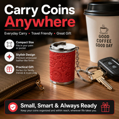 Mini coin storage keychain for loose change organization