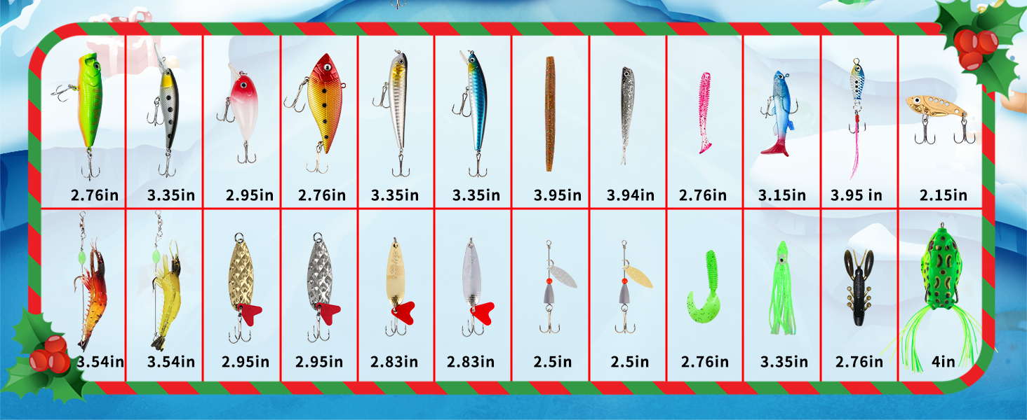 24 piece fishing lure advent calendar set