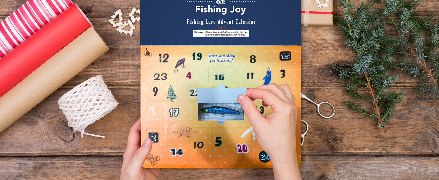 Fishing lure advent calendar countdown opening scene