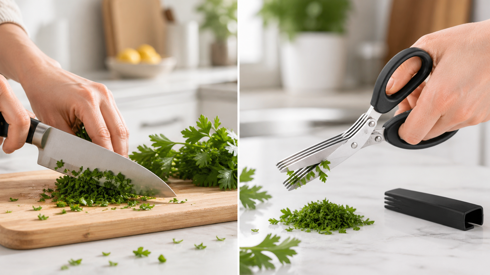 Five blade herb scissors chopping and snipping herbs