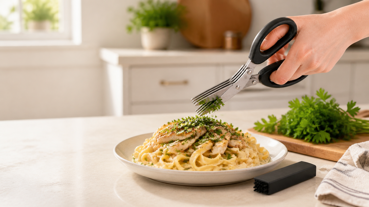 Five blade herb scissors kitchen lifestyle image
