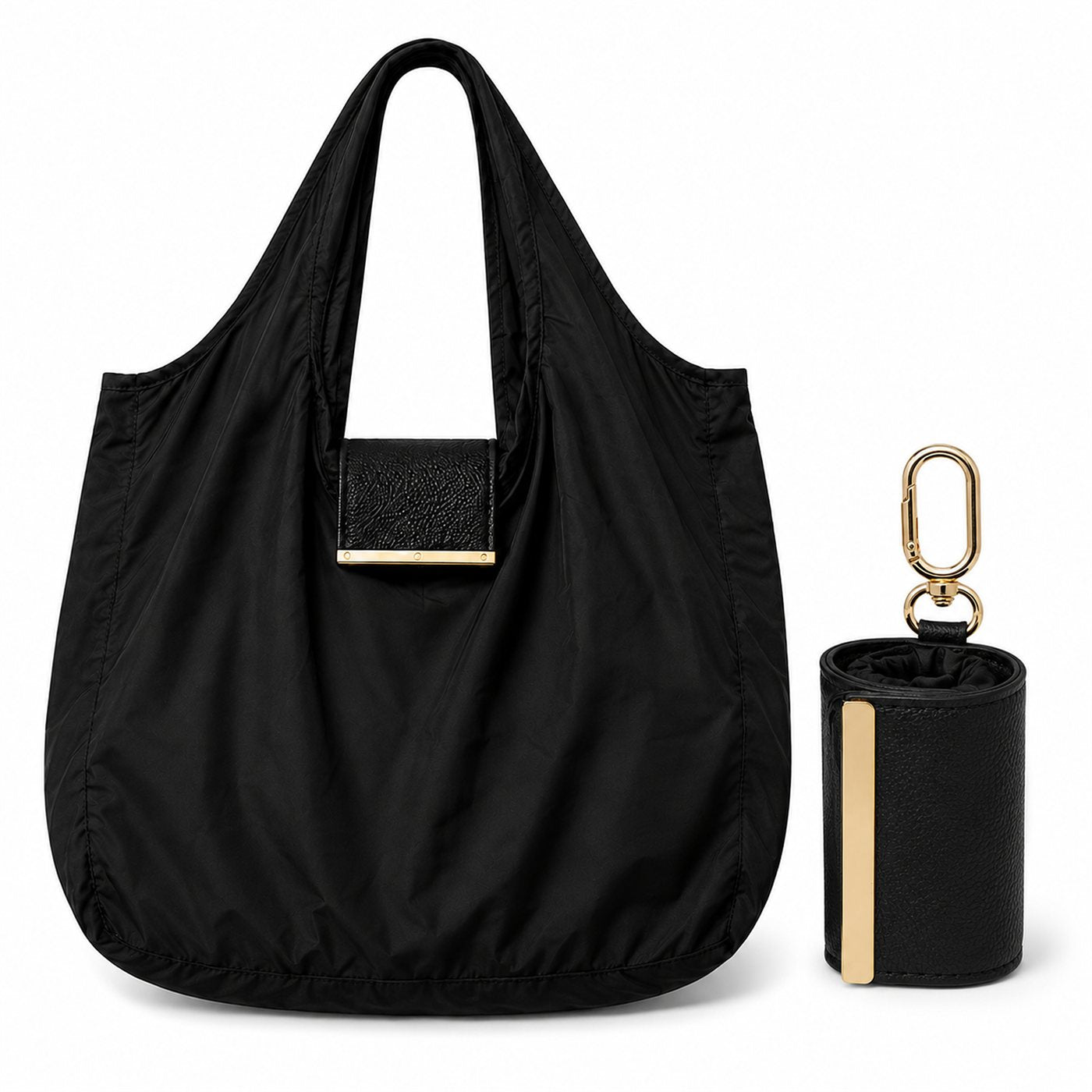 Black foldable keychain tote bag main product image