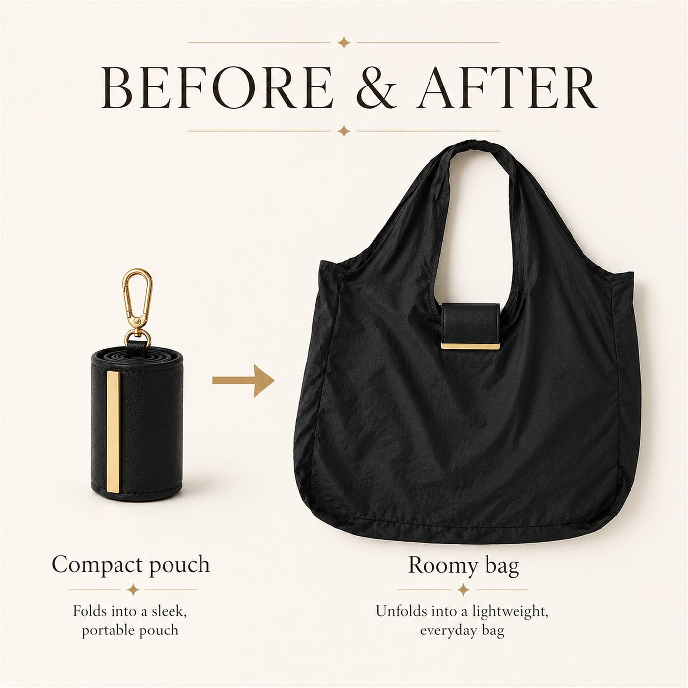 Foldable keychain tote bag transformation image