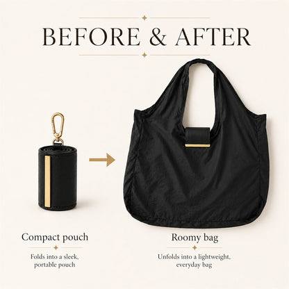 Foldable keychain tote bag transformation image