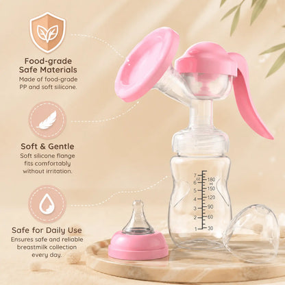 Food-grade PP and soft silicone manual breast pump