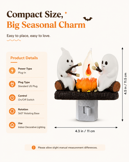 Ghost campfire night light dimensions and product details