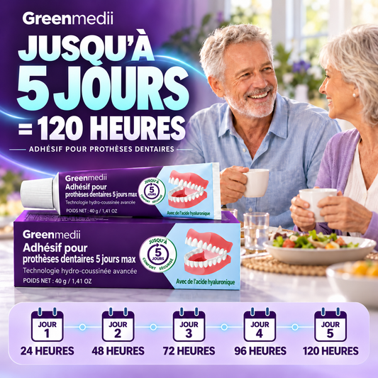 Greenmedii Bio-Seal Max – adhésif pour prothèses dentaires, image en français 1