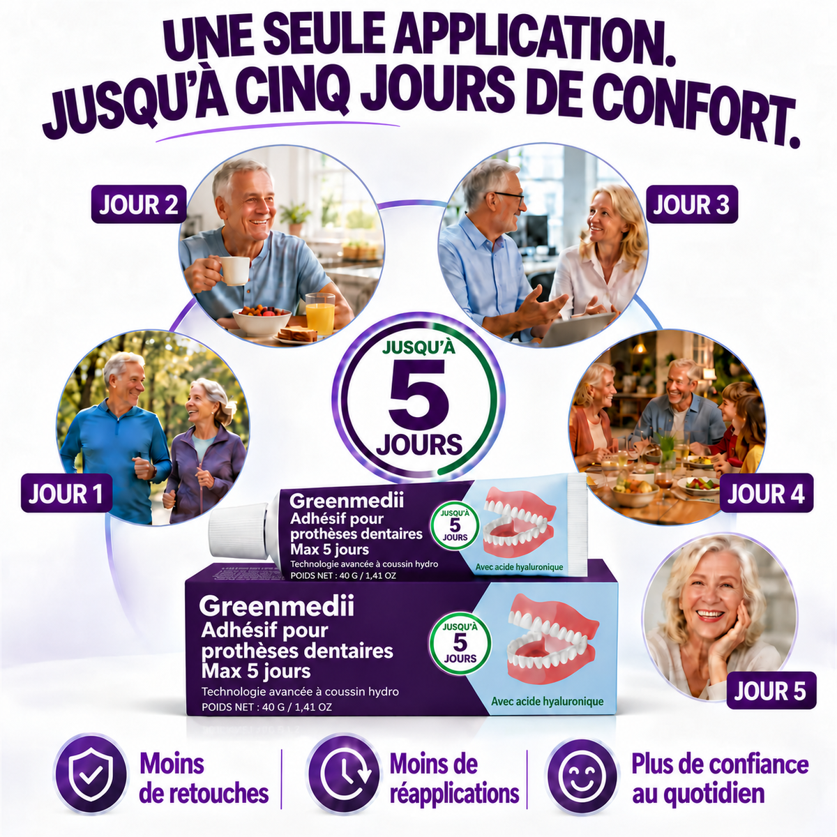 Greenmedii Bio-Seal Max – adhésif pour prothèses dentaires, image en français 5