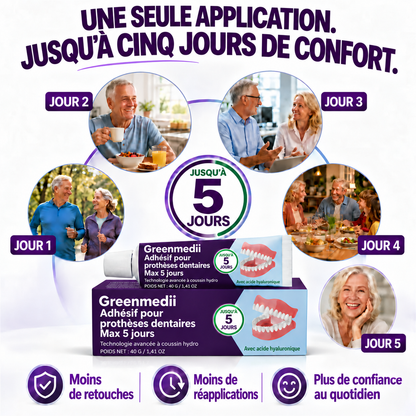 Greenmedii Bio-Seal Max – adhésif pour prothèses dentaires, image en français 5