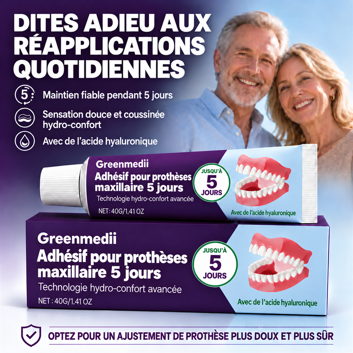 Greenmedii Bio-Seal Max – adhésif pour prothèses dentaires, image en français 9