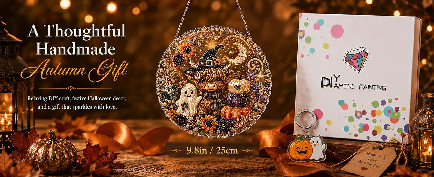 Halloween diamond art suncatcher handmade autumn gift