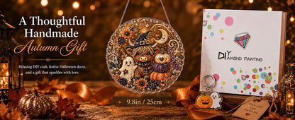 Halloween diamond art suncatcher handmade autumn gift