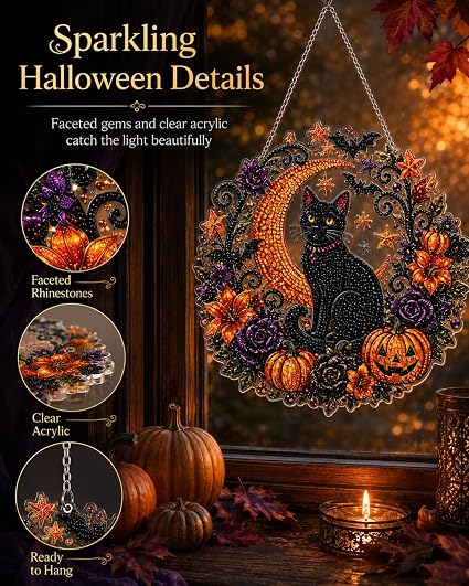 Halloween diamond art suncatcher sparkling detail
