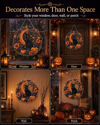Halloween diamond art suncatcher display scenes