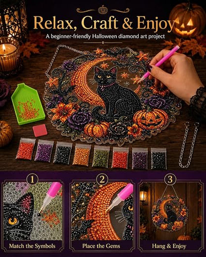 Halloween diamond art suncatcher crafting steps