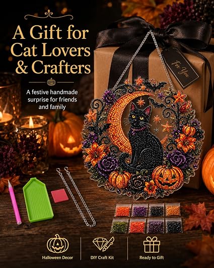 Halloween diamond art suncatcher handmade gift idea