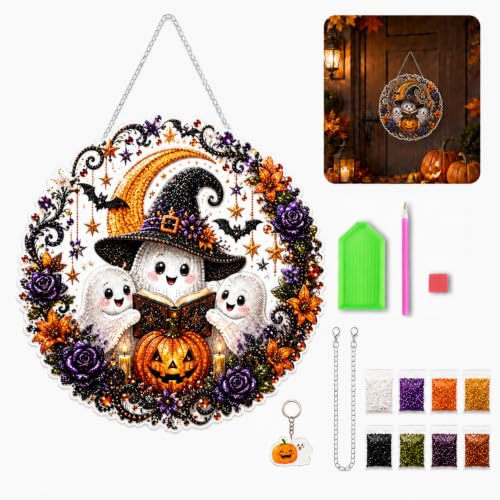 Ghost Halloween diamond art suncatcher style