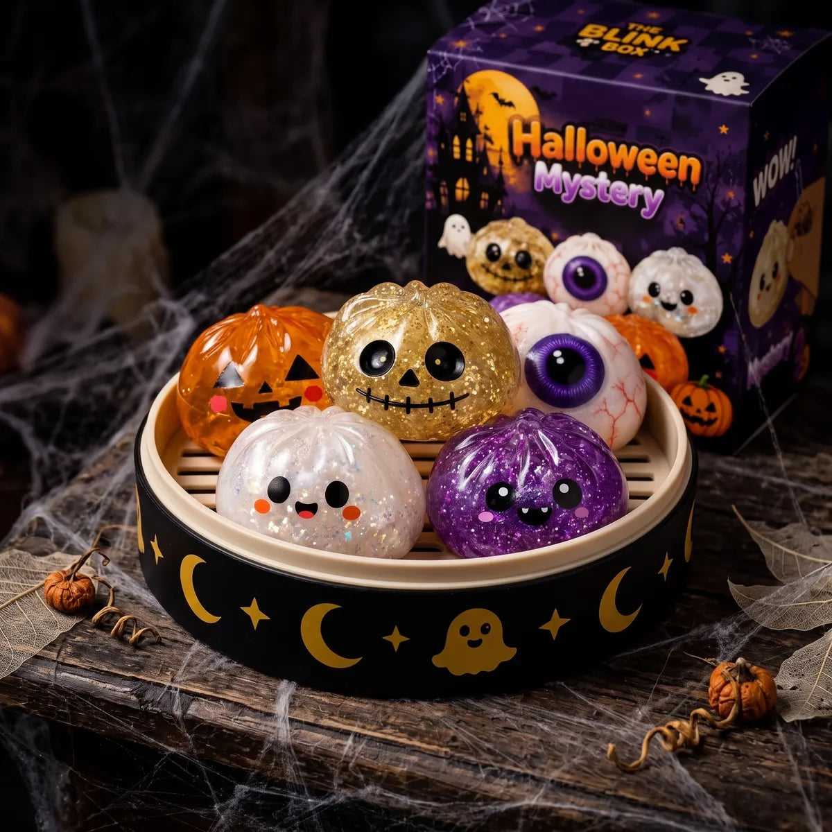 Halloween dumpling squishy set with five gift boxes