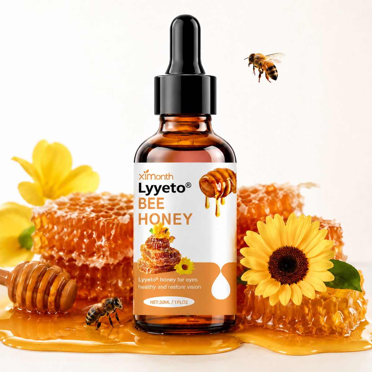 Lyyeto® Bee Honey Eye Drops – Moisturizing & Soothing Relief for Dry Eyes