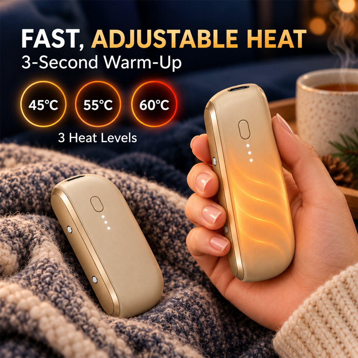 Rechargeable hand warmers with three heat levels