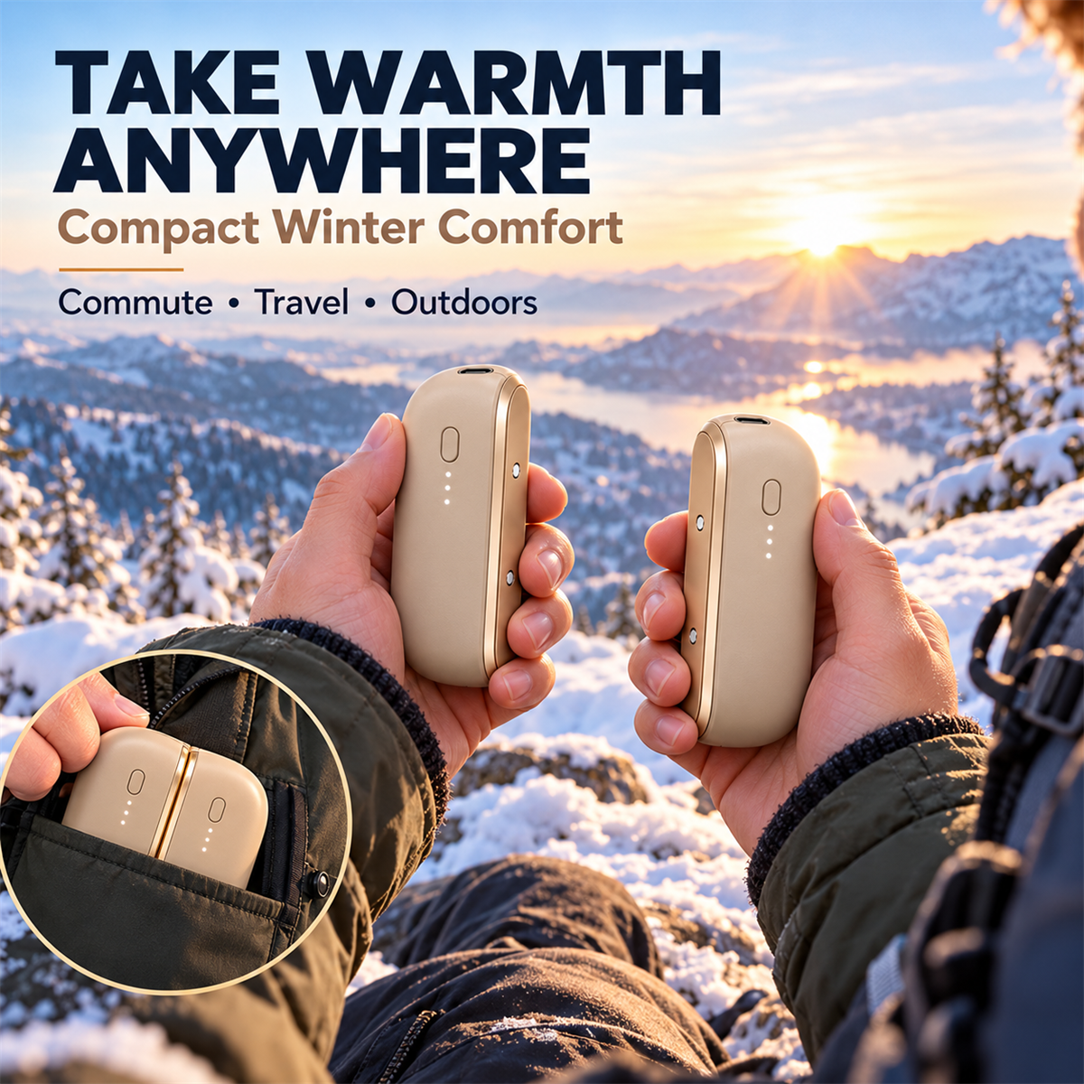 Portable hand warmers for commuting travel and outdoor use