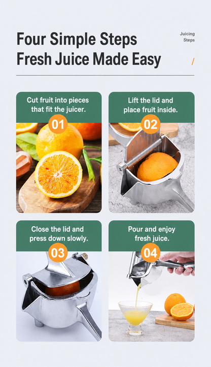Manual citrus juicer four simple steps