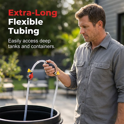Manual siphon pump with extra-long flexible tubing
