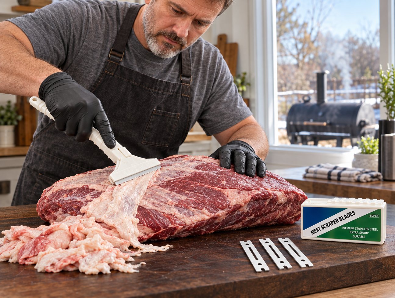 Stainless Steel Meat Scraper – Fat & Fascia Removal Tool