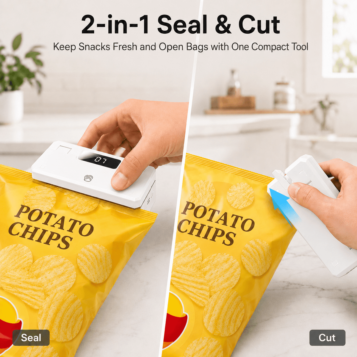 Two-in-one bag sealing and cutting