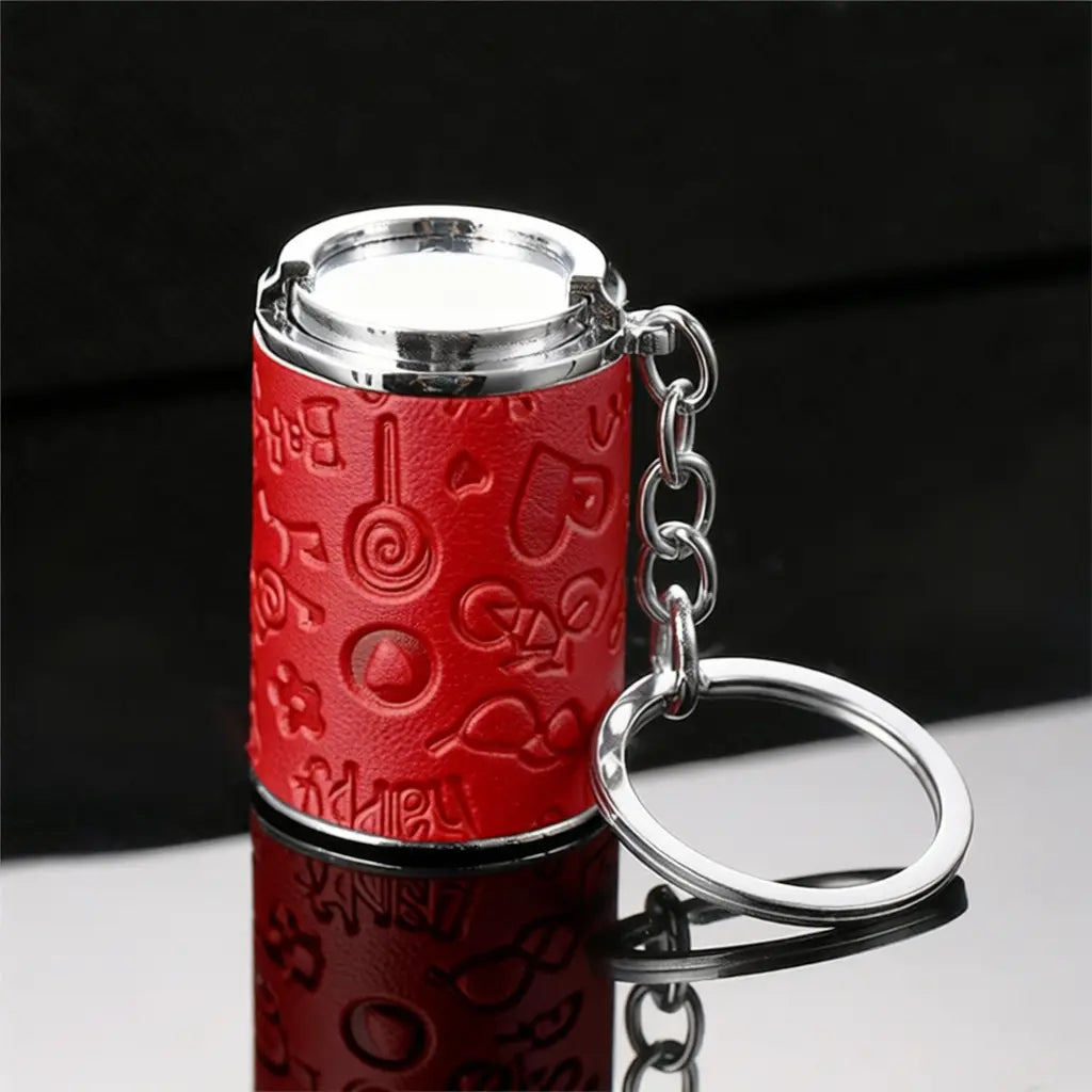 Mini coin storage keychain red detail