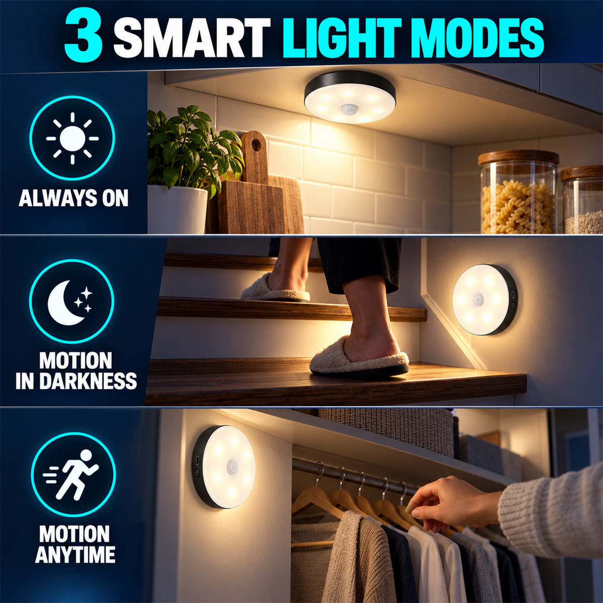 Three smart light modes for different spaces
