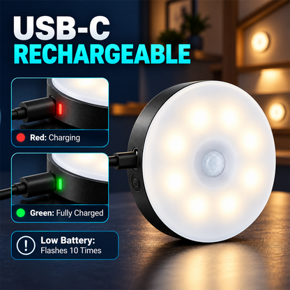 USB-C rechargeable motion sensor night light