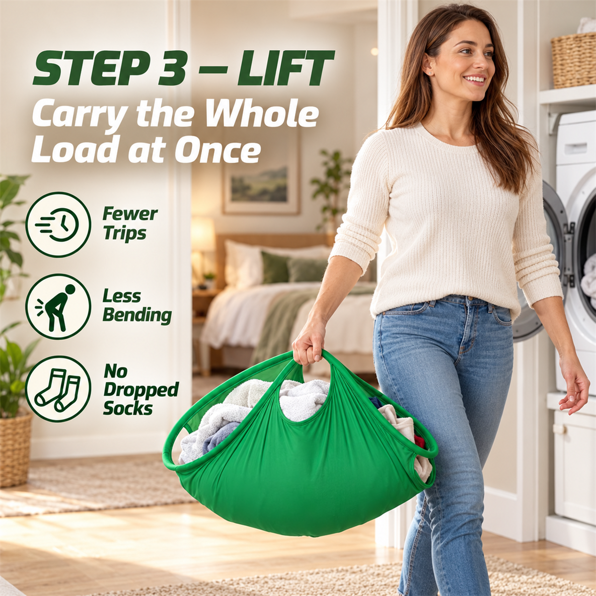 Lift and carry a full laundry load