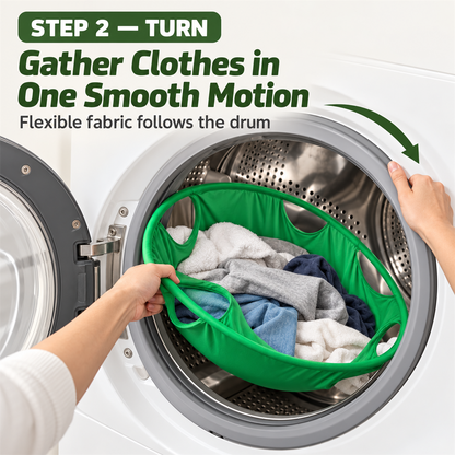 Turn the flexible laundry carrier to gather clothes