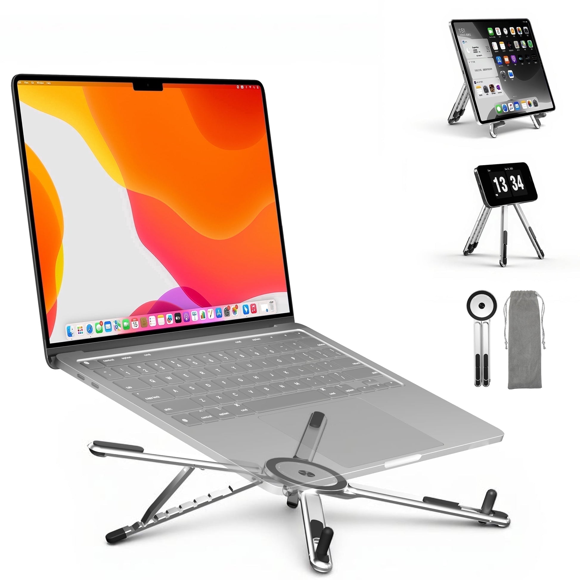 Portable 3-in-1 laptop phone and tablet stand main product image