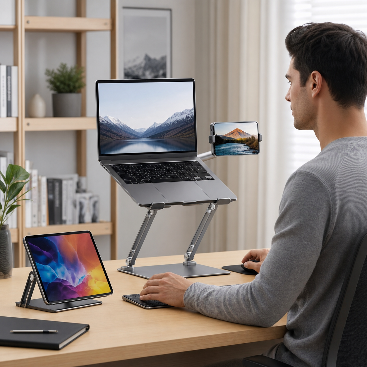 Portable 3-in-1 laptop stand use scene image
