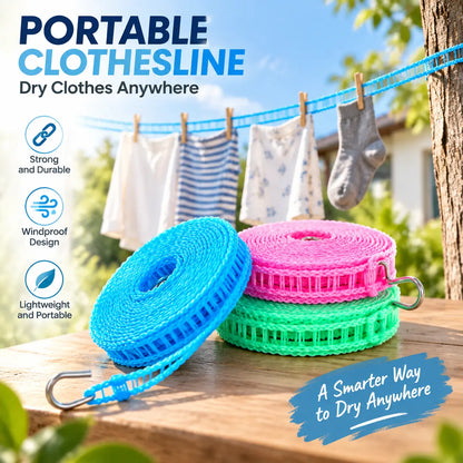 Blue, pink and green portable windproof clotheslines