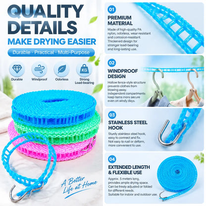Nylon portable clothesline material and feature details