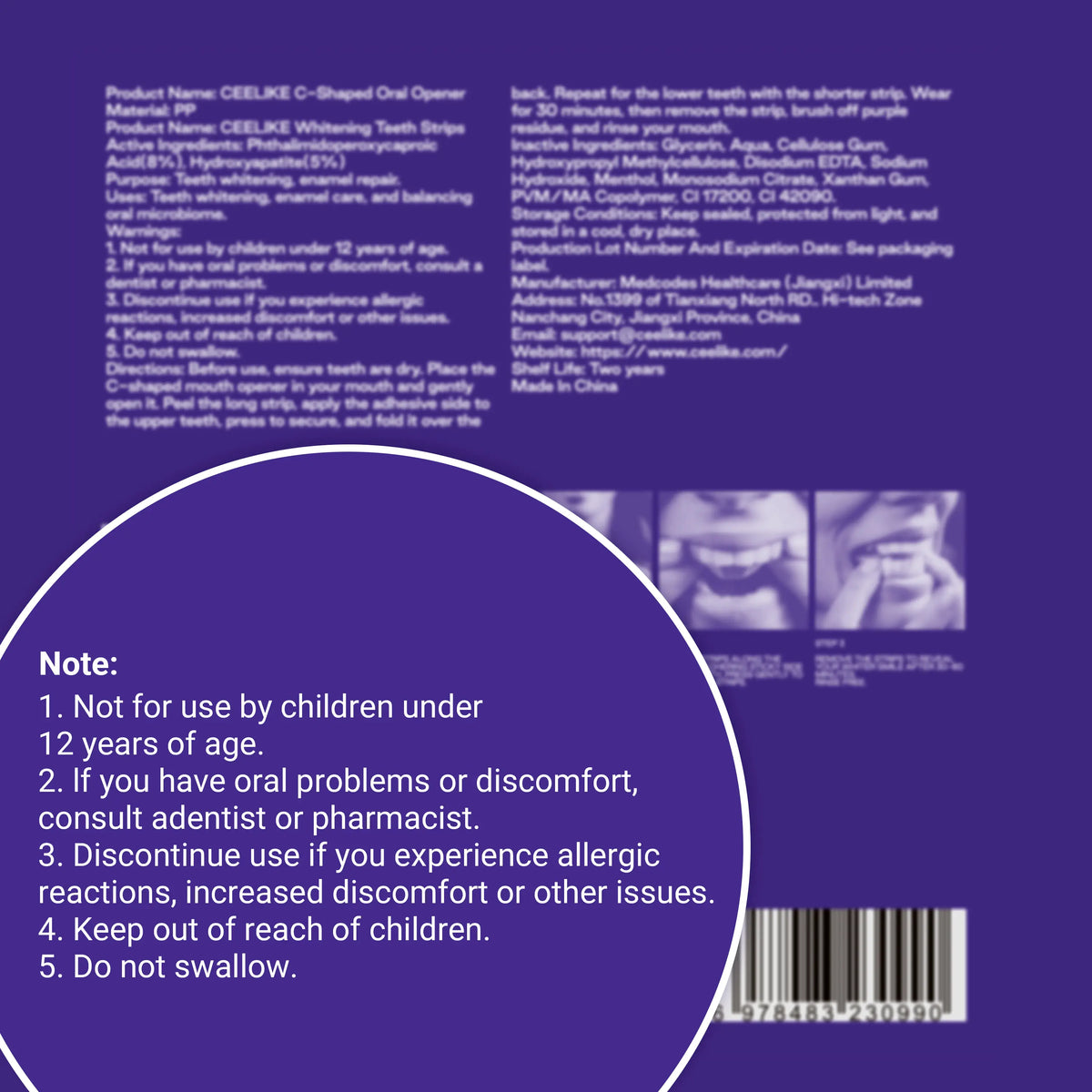 Purple teeth whitening strips safety and use notes
