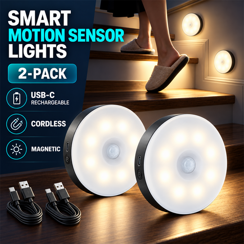 Two-pack rechargeable motion sensor night lights