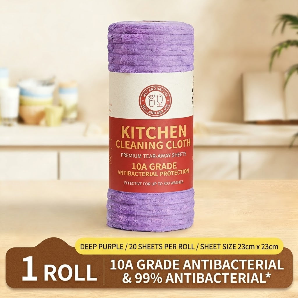 Purple reusable kitchen cleaning cloth roll