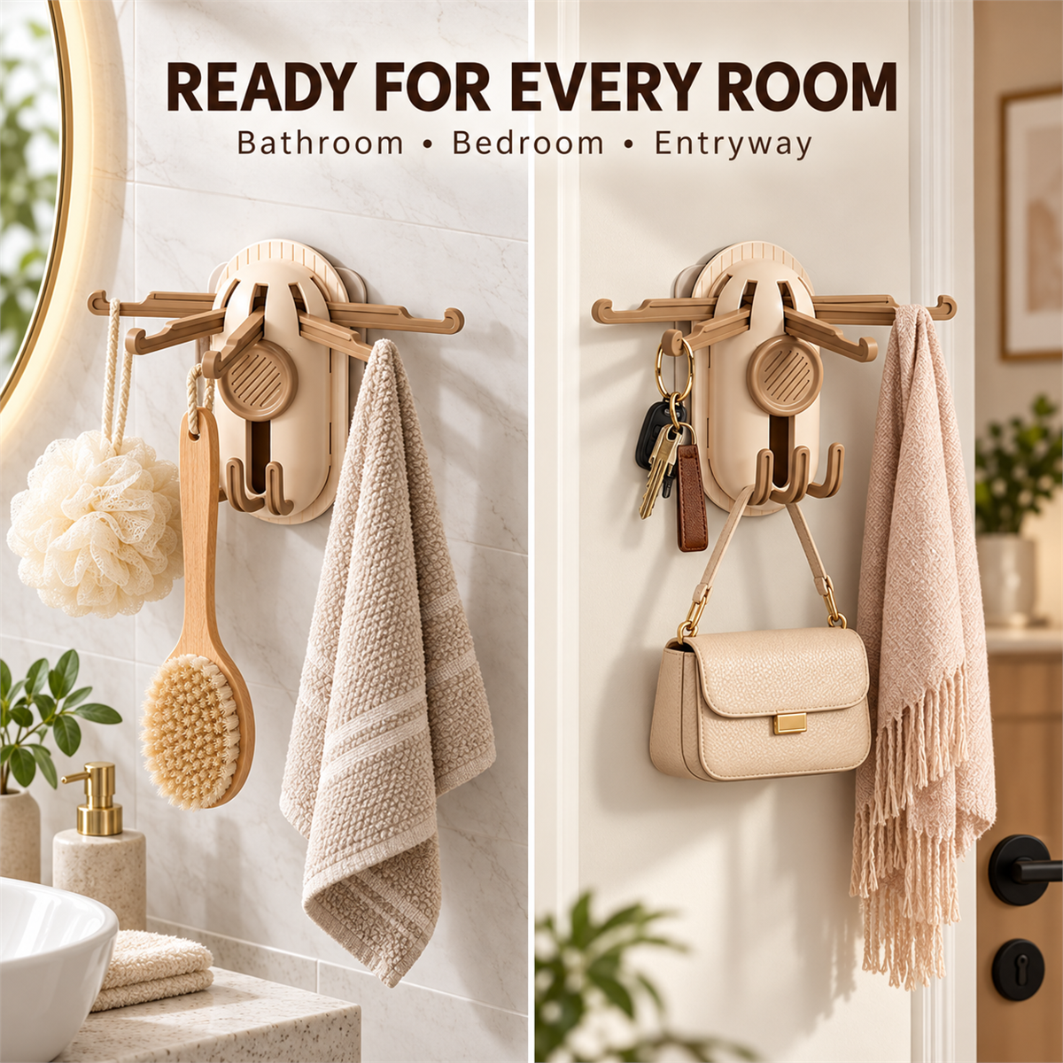 Rotating wall hook used in bathroom bedroom and entryway