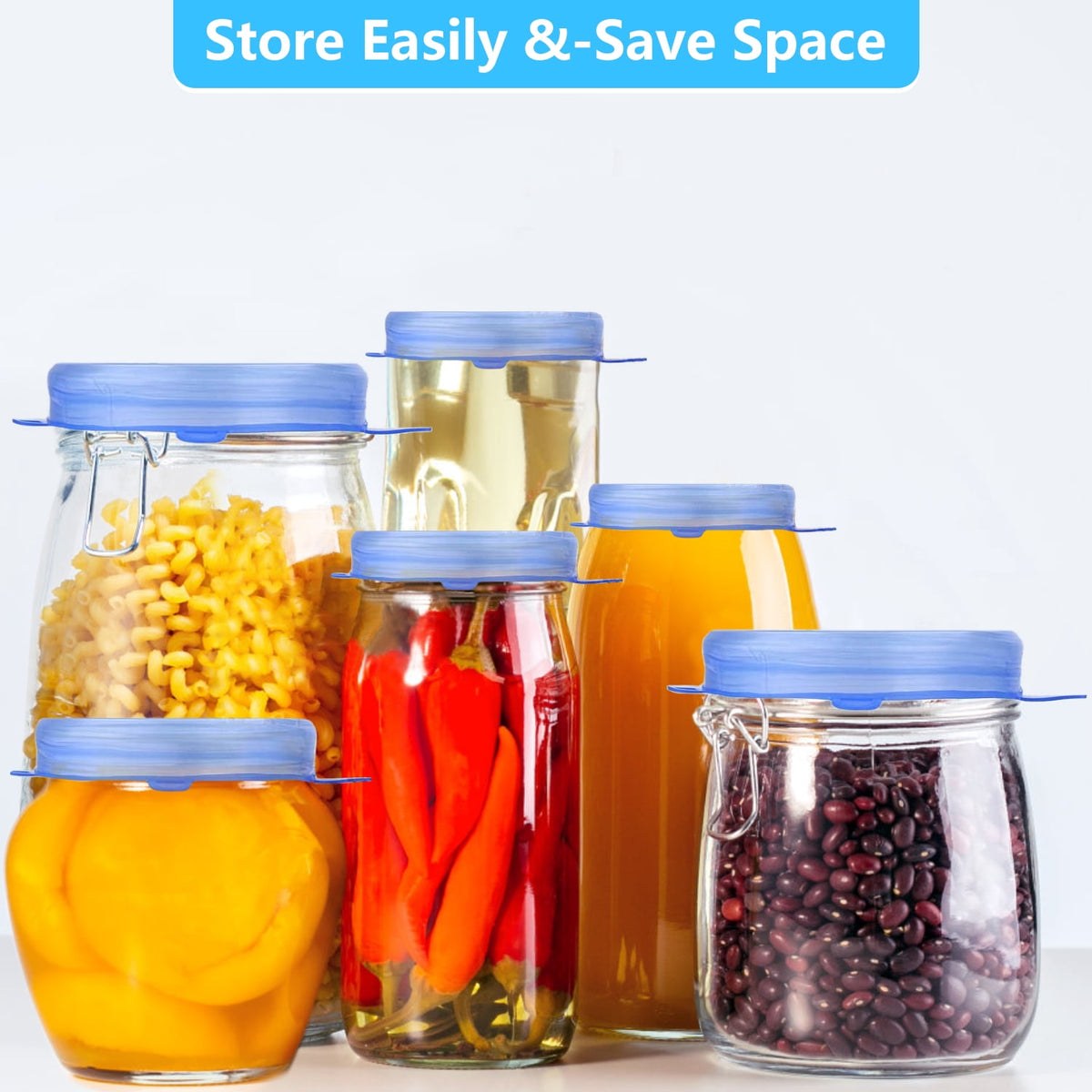 Silicone stretch lid seal flexibility and space saving storage