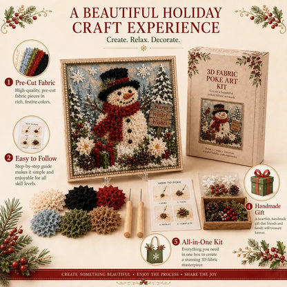 Snowman poke art kit features